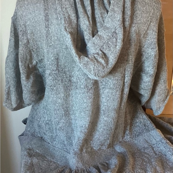 Anna Sui Grey Half Sleeves Button-up Hodded Poncho Cardigan - Picture 6 of 10